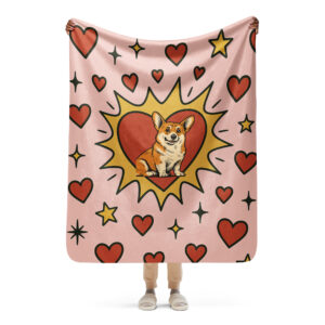 Custom Comic Pet Blanket – Hearts & Stars Pop Art Design