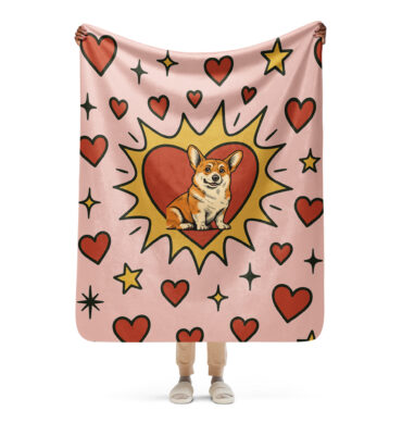 Custom Comic Pet Blanket – Hearts & Stars Pop Art Design