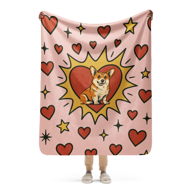 Custom Comic Pet Blanket – Hearts & Stars Pop Art Design