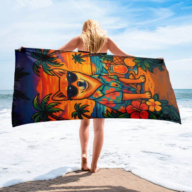 Tropicool Vibes Pet Beach Towel – Hawaiian Style - Image 2