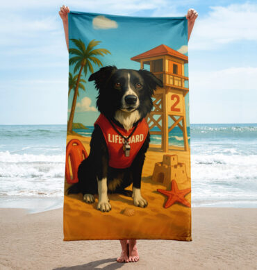 Pet Baywatch Beach Towel – Custom Lifeguard Pet Art