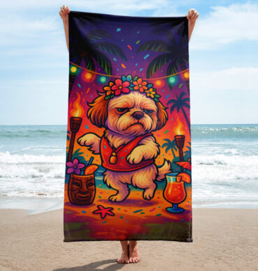 Pawty Time! Custom Beach Towel with Your Pet’s Image
