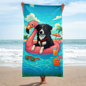 Pool Pawty Vibes Custom Pet Beach Towel – Vibrant & Personalized