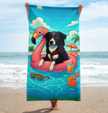 Pool Pawty Vibes Custom Pet Beach Towel – Vibrant & Personalized
