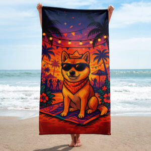 Festival Pup Beach Towel – Custom Pet Art for Summer Fun