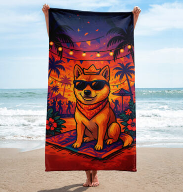 Festival Pup Beach Towel – Custom Pet Art for Summer Fun