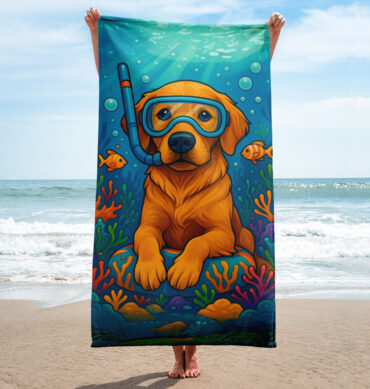 Underwater Explorer Custom Pet Beach Towel – Vibrant & Fun