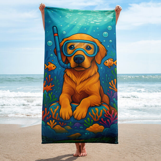 Underwater Explorer Custom Pet Beach Towel – Vibrant & Fun