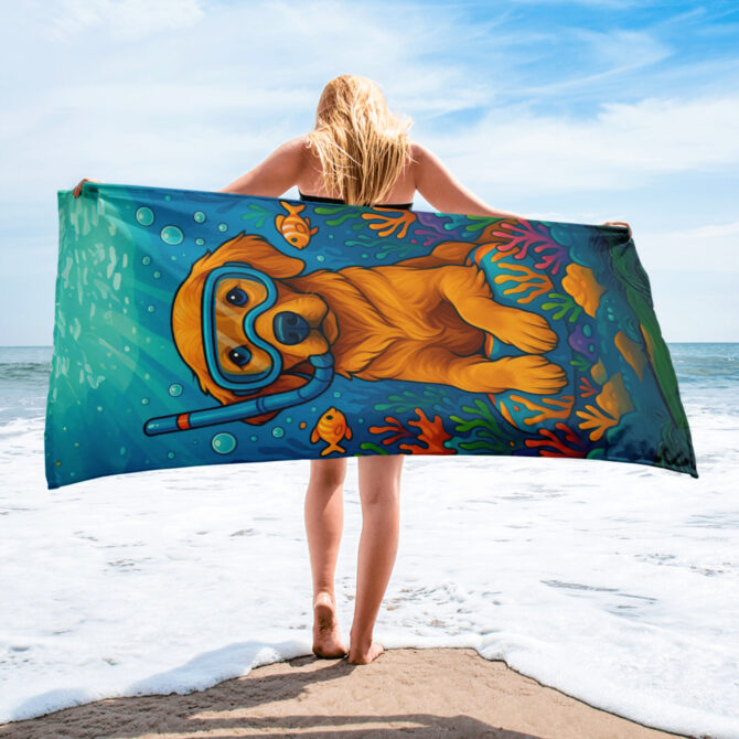 Underwater Explorer Custom Pet Beach Towel – Vibrant & Fun - Image 2