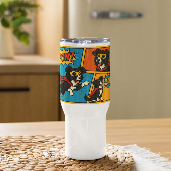 Custom Superhero Pet Travel Mug – Personalized Dog or Cat Gift - Image 2