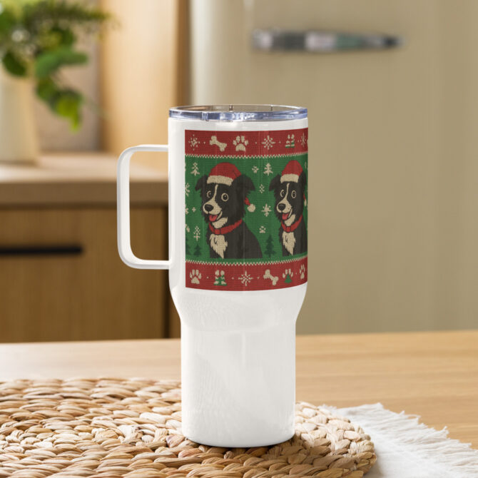 Custom Pet Holiday Travel Mug – Festive Sweater Style - Image 3