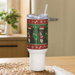 Custom Pet Holiday Travel Mug – Festive Sweater Style