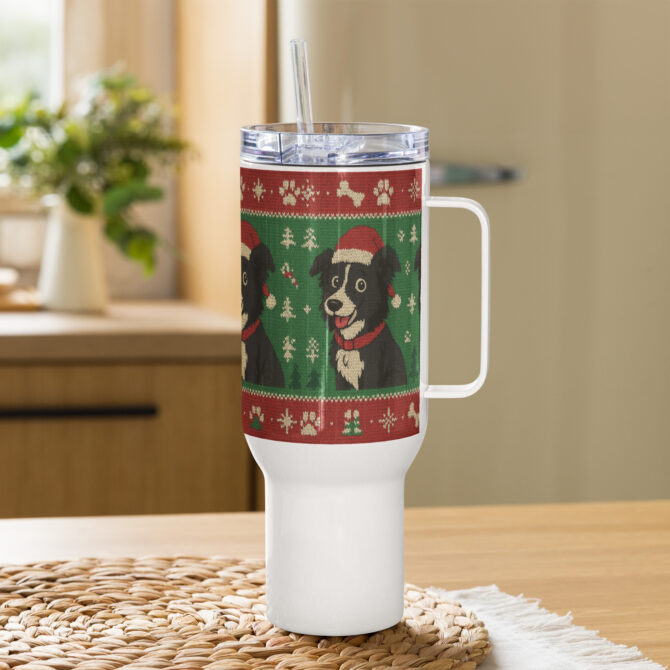 Custom Pet Holiday Travel Mug – Festive Sweater Style - Image 6