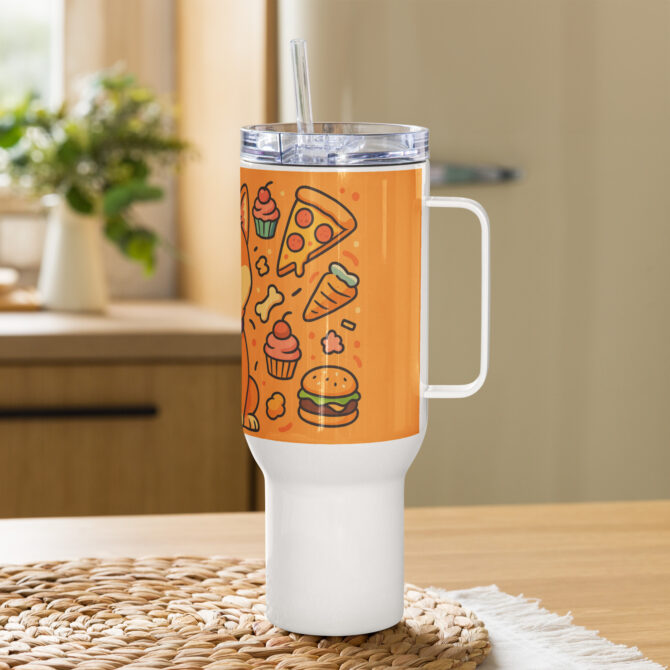 Custom Pet Travel Mug – “Snack Monster” Cartoon Style - Image 6