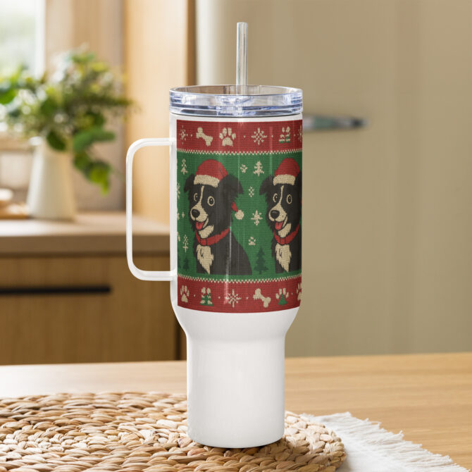 Custom Pet Holiday Travel Mug – Festive Sweater Style - Image 5