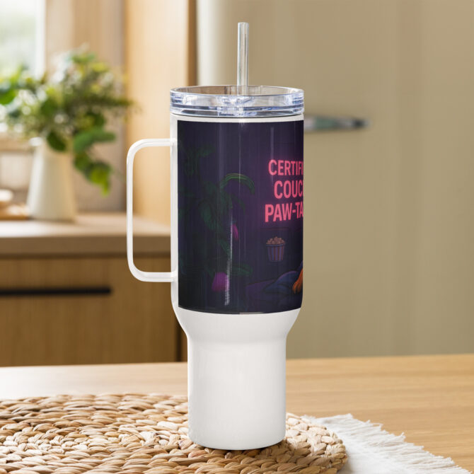Custom “Petflix & Chill” Travel Mug with Pet Artwork – Funny Gift for Animal Lovers - Image 5