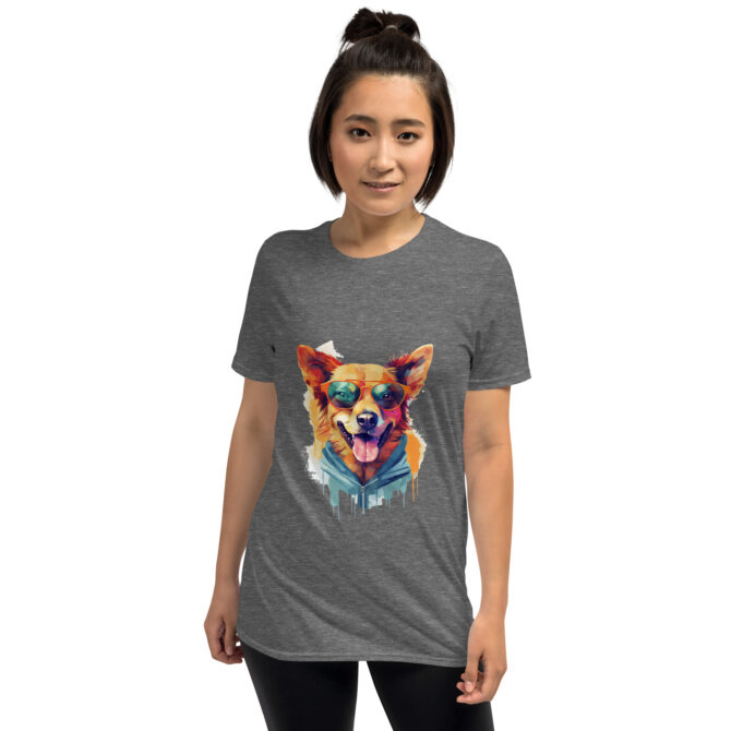 Colorful Cool Dog T-Shirt – Sunglasses & Hoodie Art Tee - Unisex T-Shirt - Image 2