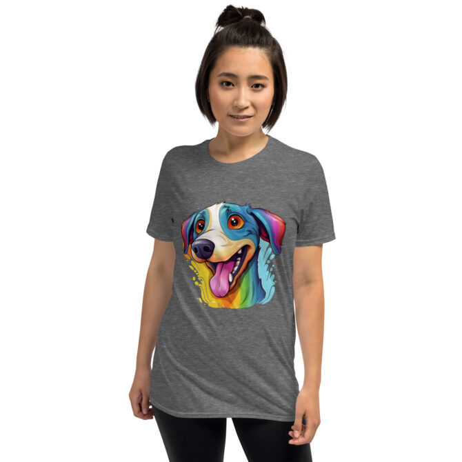 Happy Color Splash Dog T-Shirt – Vibrant Artistic Pet Tee - Unisex T-Shirt - Image 2