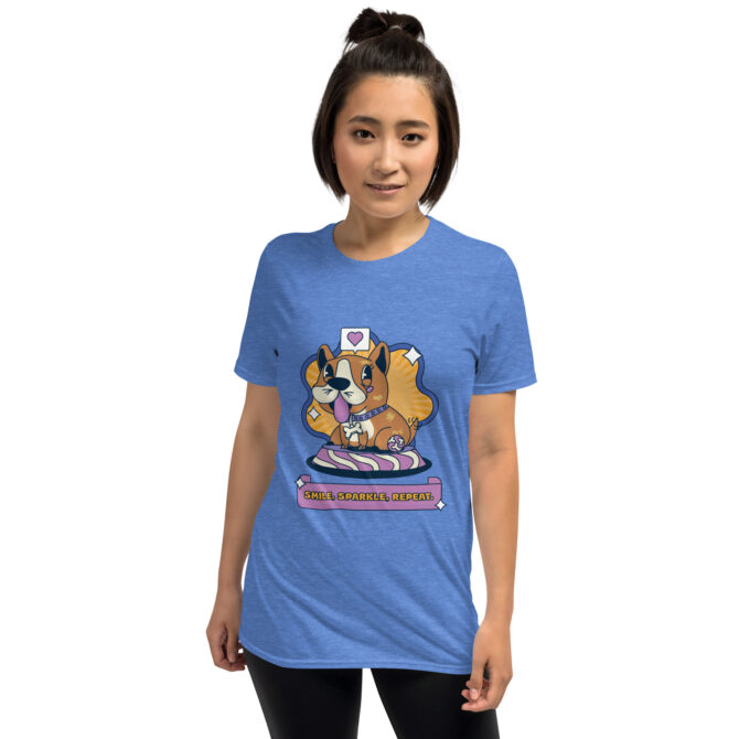 Smile, Sparkle, Repeat – Cute Dog Lover T-Shirt - Unisex T-Shirt - Image 2