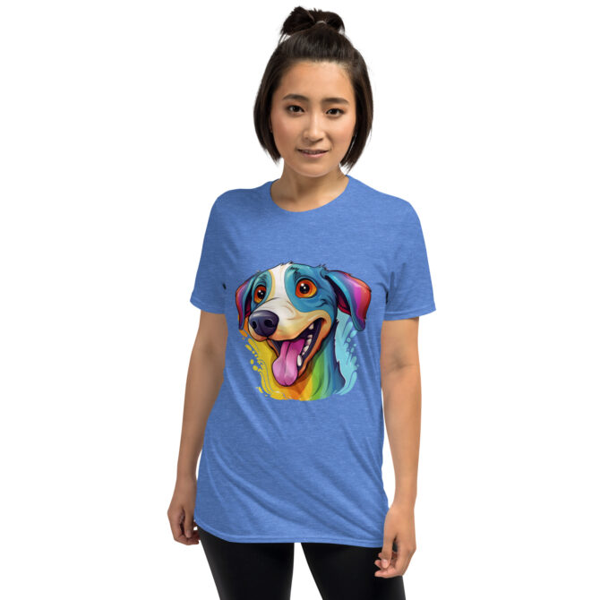 Happy Color Splash Dog T-Shirt – Vibrant Artistic Pet Tee - Unisex T-Shirt - Image 3