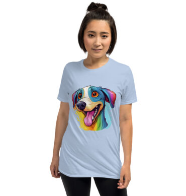Happy Color Splash Dog T-Shirt – Vibrant Artistic Pet Tee - Unisex T-Shirt