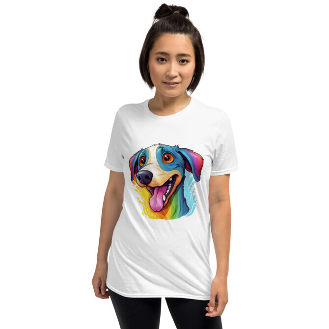 Happy Color Splash Dog T-Shirt – Vibrant Artistic Pet Tee - Unisex T-Shirt - Image 4