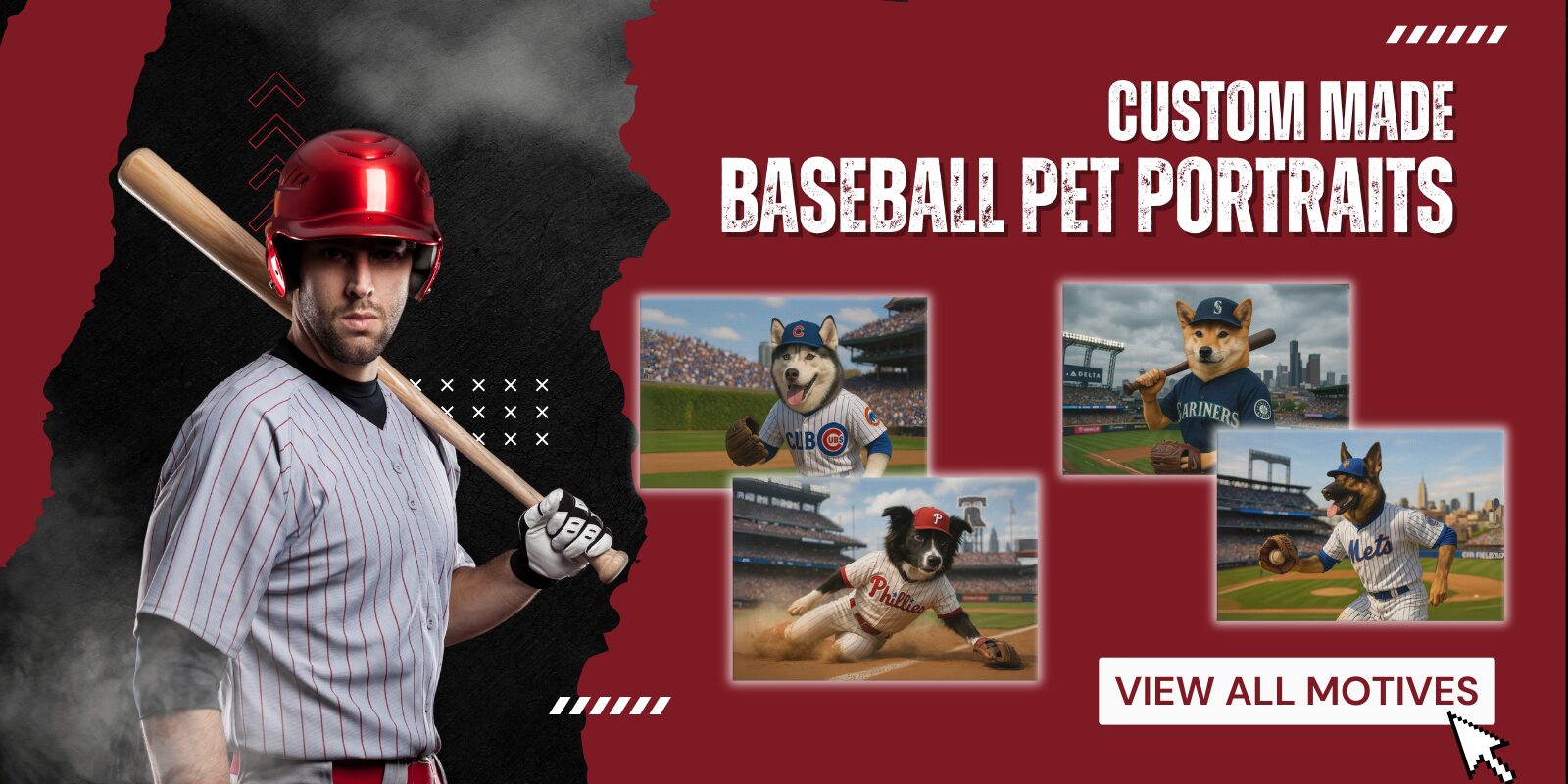 Custom Made Baseball Pet Portraits