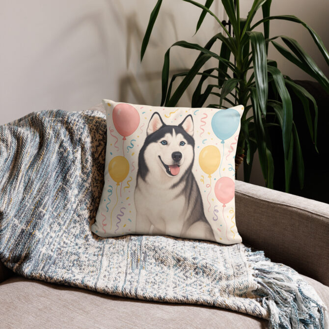 Balloon Party Paws – Custom Pet Pillow Case for Fun Home Décor - Image 2