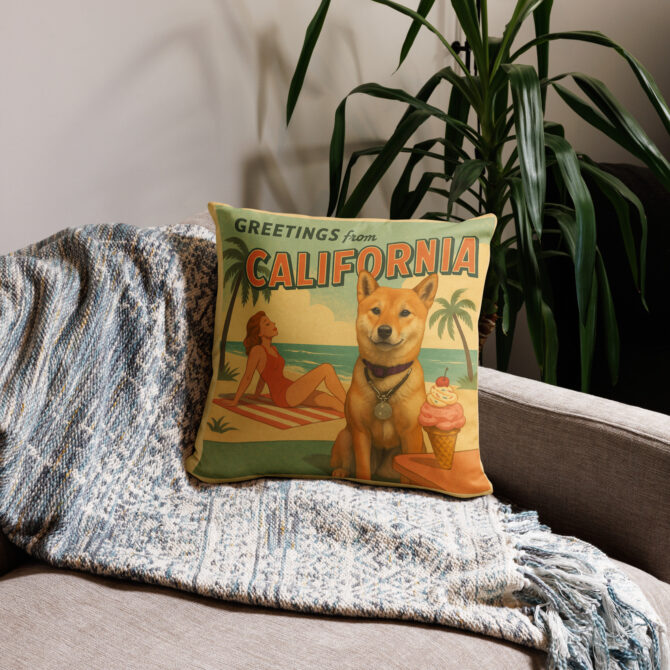 Retro Beach Postcard Custom Pet Pillow Case – Unique Home Décor Gift - Image 2