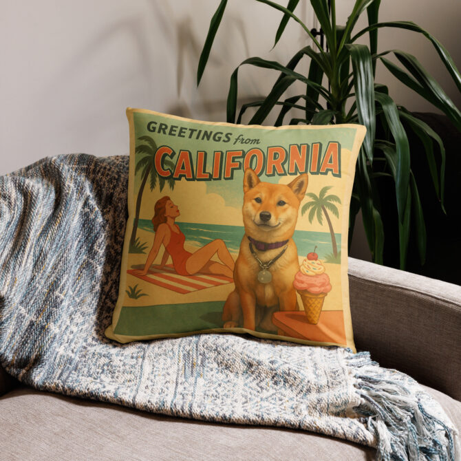 Retro Beach Postcard Custom Pet Pillow Case – Unique Home Décor Gift - Image 4