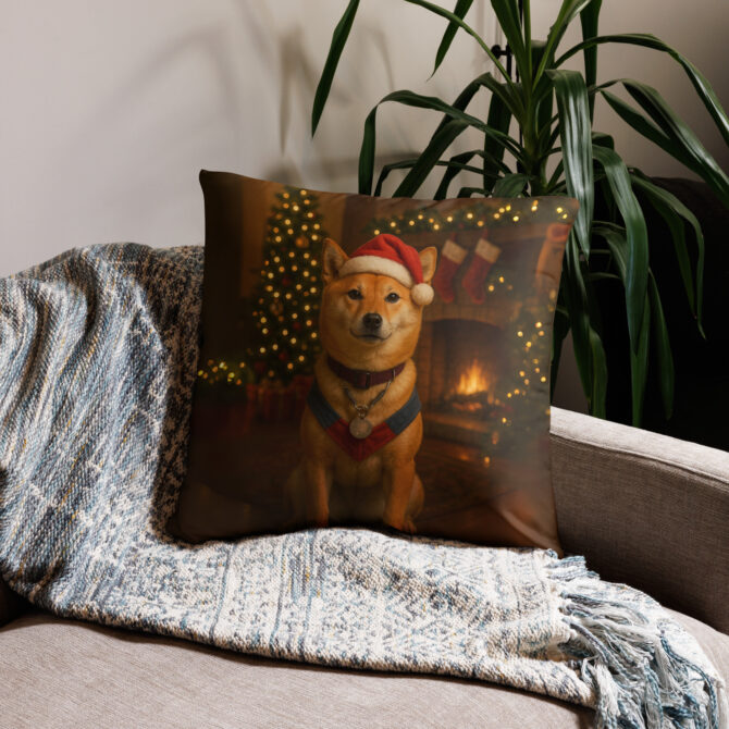 Cozy Christmas Fireplace Custom Pet Pillow Case – Festive Home Décor