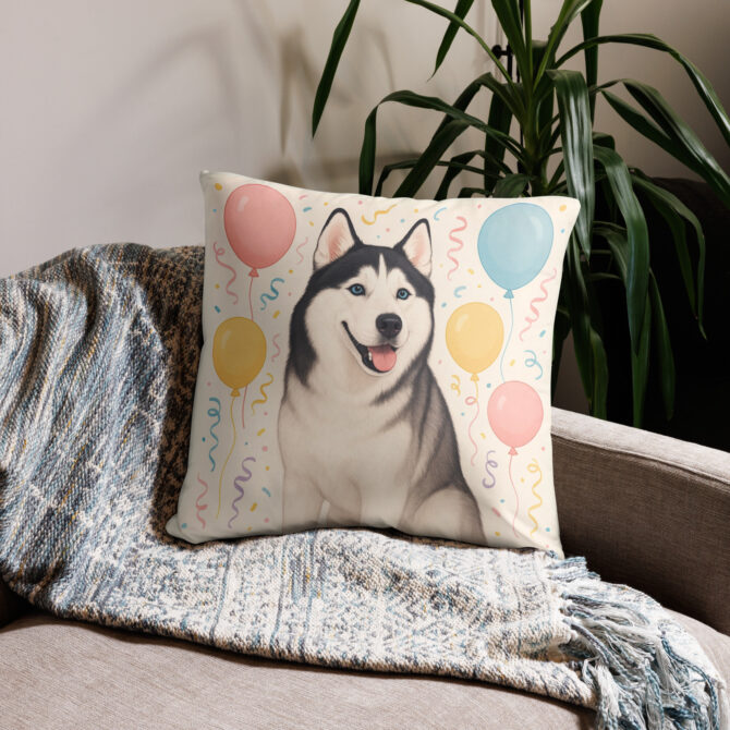 Balloon Party Paws – Custom Pet Pillow Case for Fun Home Décor