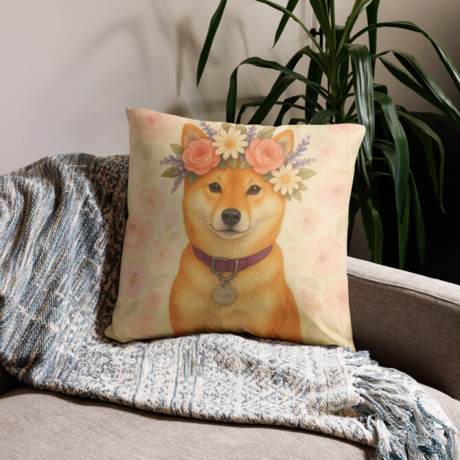 Floral Crown Princess Custom Pet Pillow Case – Elegant Home Décor Gift