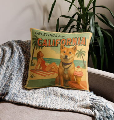 Retro Beach Postcard Custom Pet Pillow Case – Unique Home Décor Gift