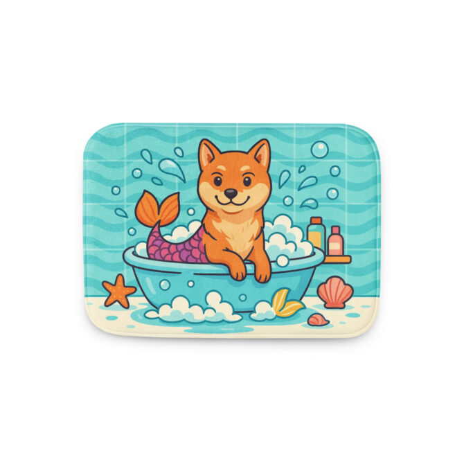 Mermaid Bath Fun – Custom Pet Bath Mat with Your Pet’s Portrait - Image 2