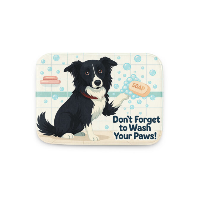 Don’t Forget to Wash Your Paws – Custom Pet Bath Mat - Image 2