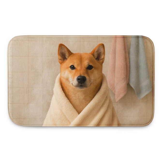 Towel Wrap Style – Custom Pet Bath Mat with Your Pet’s Portrait