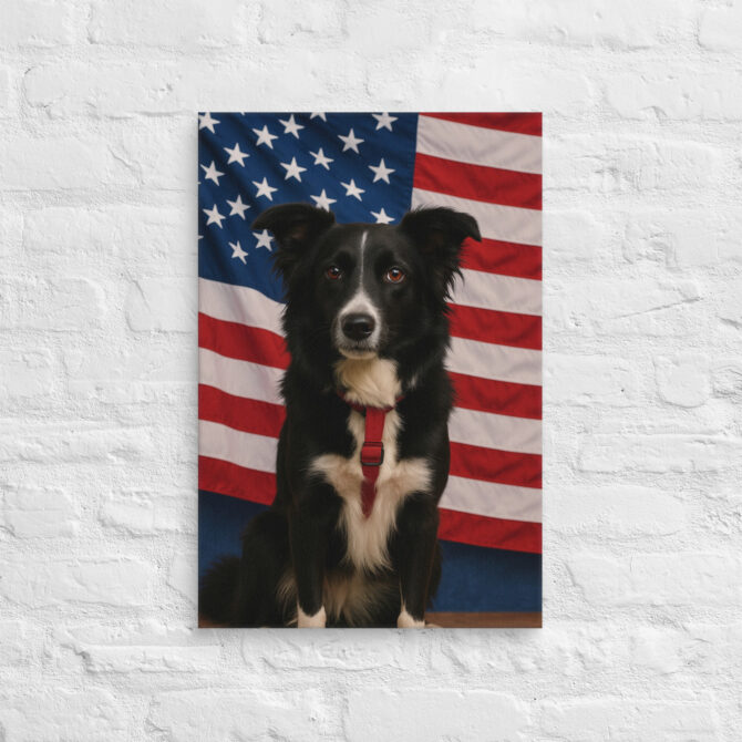 Stars & Stripes Glory – Custom Pet Canvas Wall Art with Your Pet’s Portrait