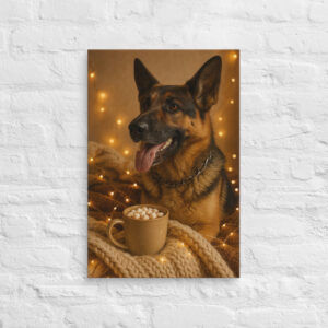 Hot Cocoa Cozy Blanket – Custom Pet Canvas Wall Art with Your Pet’s Portrait