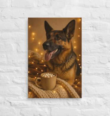 Hot Cocoa Cozy Blanket – Custom Pet Canvas Wall Art with Your Pet’s Portrait