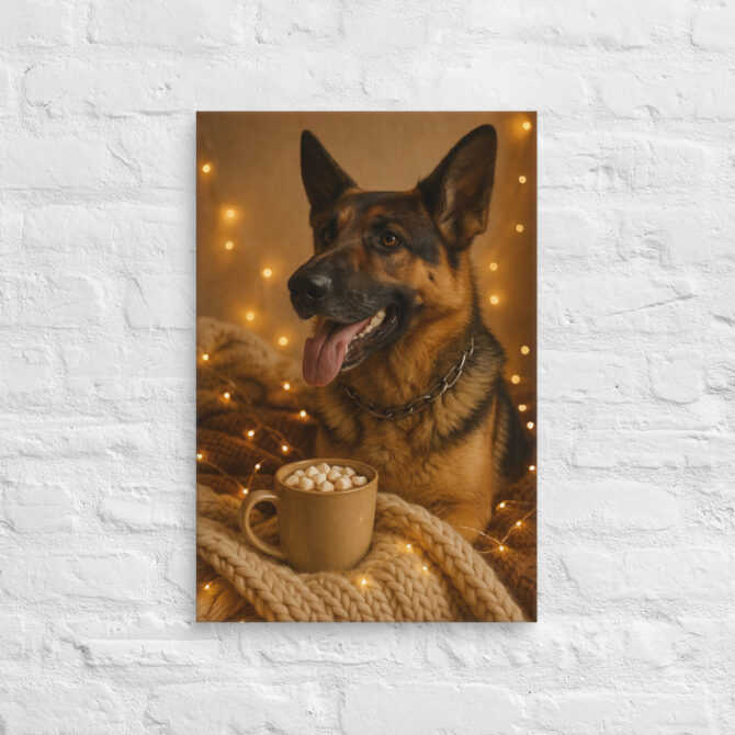 Hot Cocoa Cozy Blanket – Custom Pet Canvas Wall Art with Your Pet’s Portrait