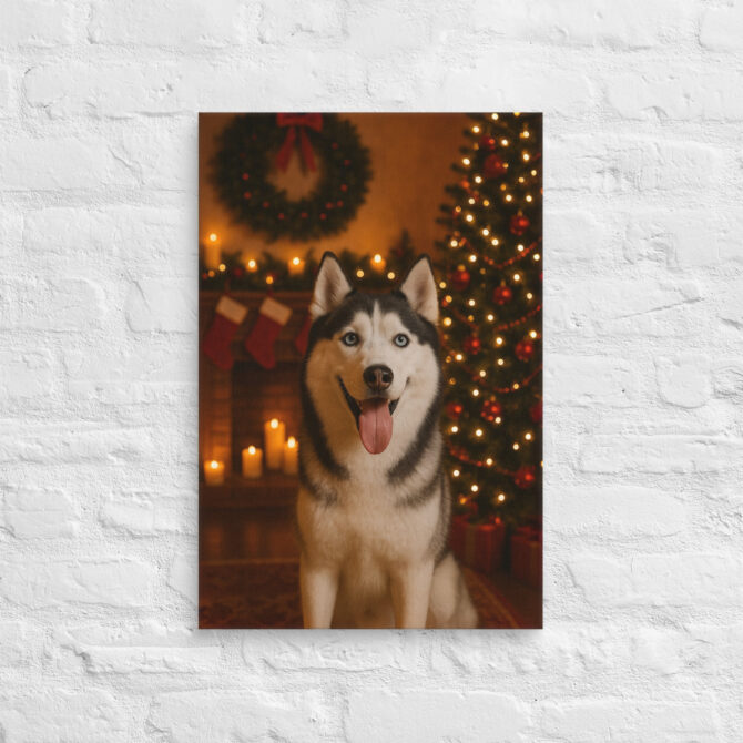 Christmas Eve Fireplace – Custom Pet Canvas Wall Art