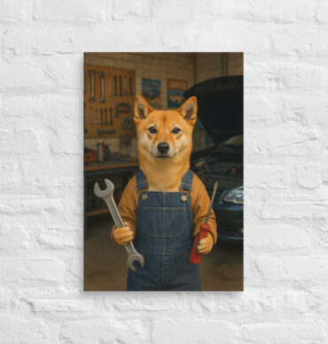 Mechanic Pet Portrait – Custom Work-Themed Canvas Wall Art