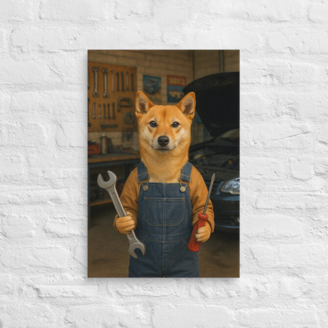 Mechanic Pet Portrait – Custom Work-Themed Canvas Wall Art