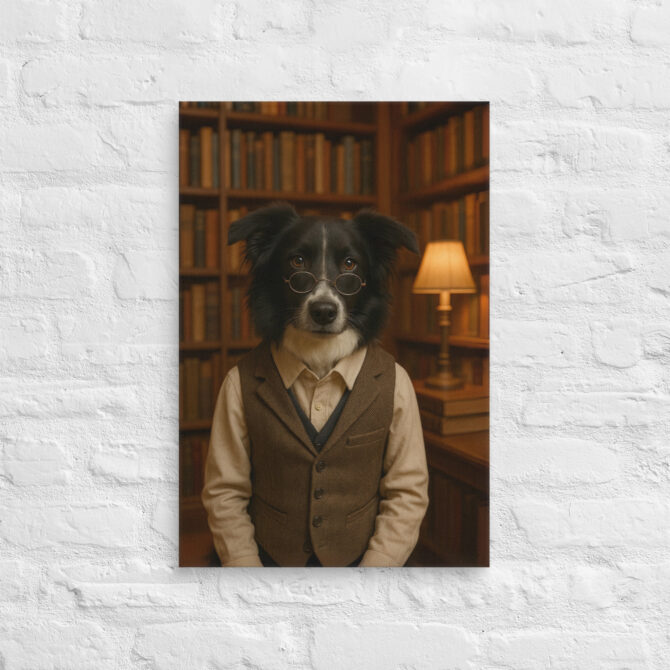 Custom Pet Librarian Portrait – Work-Themed Canvas Wall Art