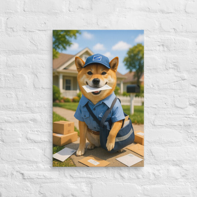 Mail Carrier Pet Portrait – Custom Work-Themed Canvas