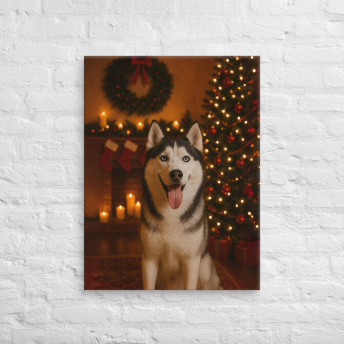 Christmas Eve Fireplace – Custom Pet Canvas Wall Art - Image 2