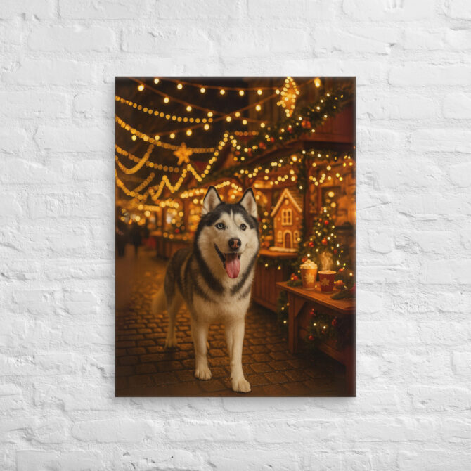Christmas Market Lights – Custom Pet Canvas Wall Art with Your Pet - Image 2