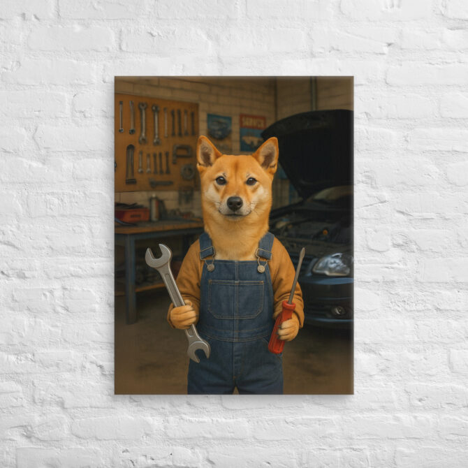 Mechanic Pet Portrait – Custom Work-Themed Canvas Wall Art - Image 2
