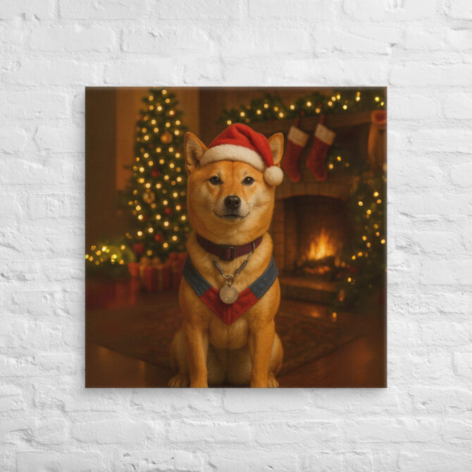 Cozy Christmas Fireplace – Custom Pet Canvas Wall Art